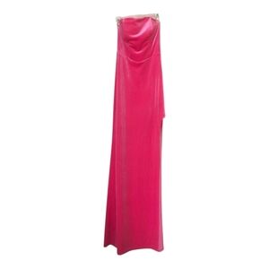 Next Vibrant Pink Velvet Strapless Maxi High Side Split Dress Size 5/6
